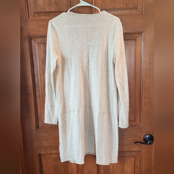 EILEEN FISHER Sz Medium FLAWED Oat Tencel Merino Wool Alpaca Long Cardigan - Picture 2 of 10